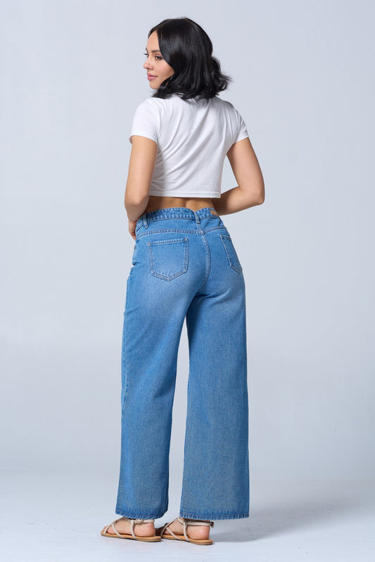 Wide Low Rise Straight Jeans
